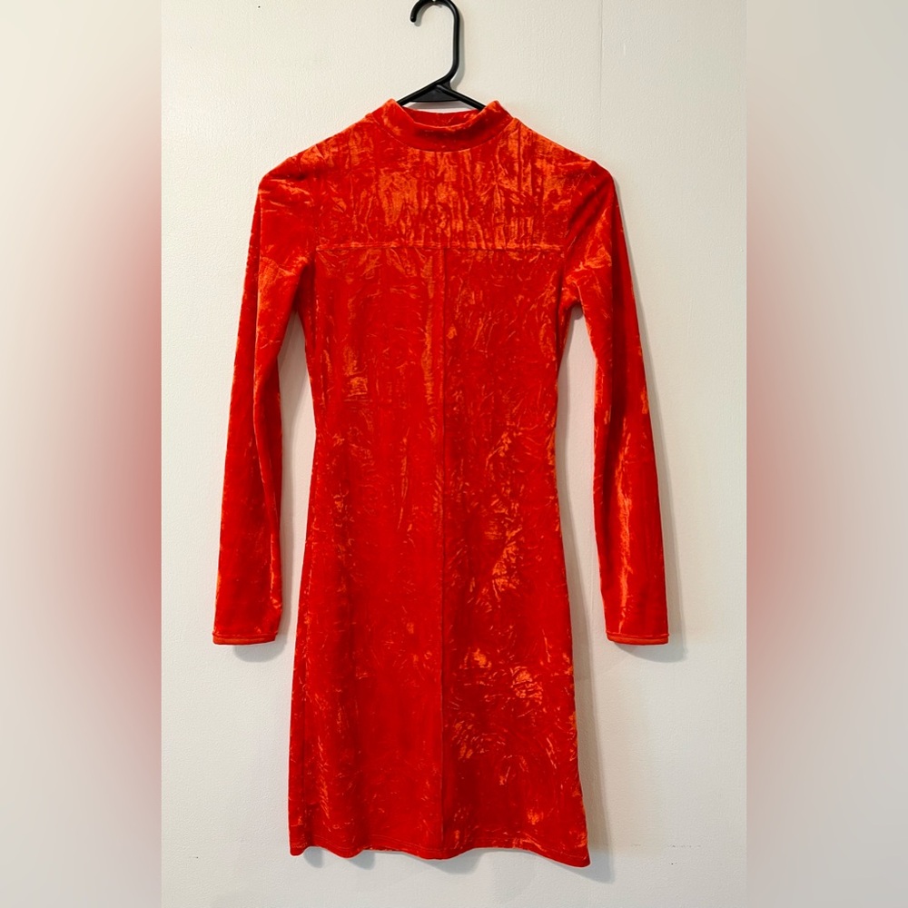 Crushed Orange Velvet Urban Outfitters Bodycon Dress